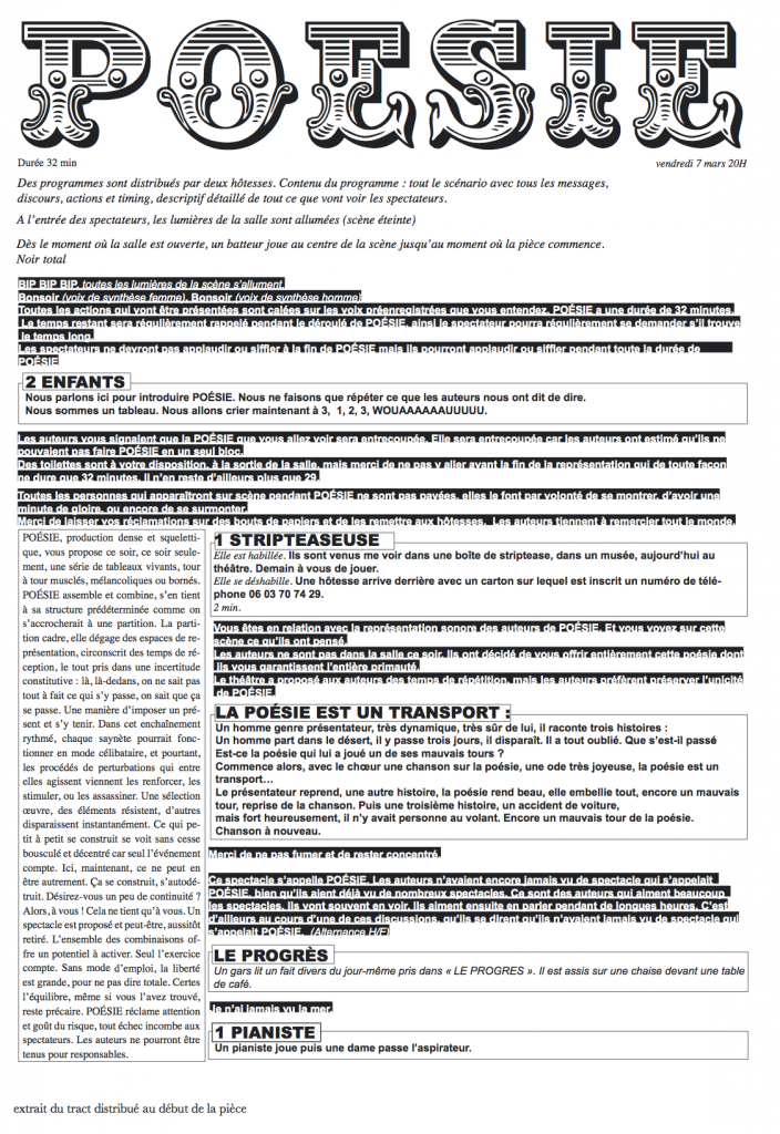 Vue d'ensemble du tract distibué